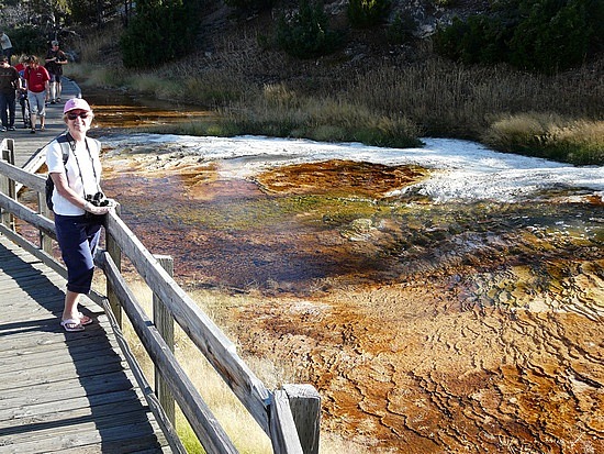 Sally at Mammoth Hot Springs